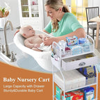 Baby Diaper Caddy Cart Organizer -3 Tier, Bedside Nursery Essentials Organizer - Image 4