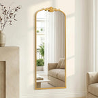 Besdomus Antique Full Length Mirror: 21"x56" French Gleaming Gold Arched Full - Image 5