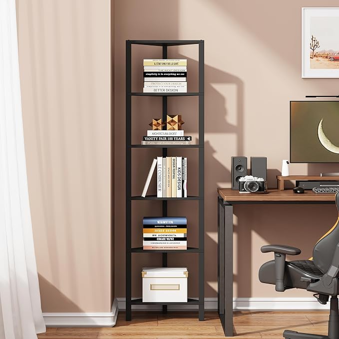 TUTOTAK Corner Shelf, 6-Tier Corner Bookshelf - Image 4