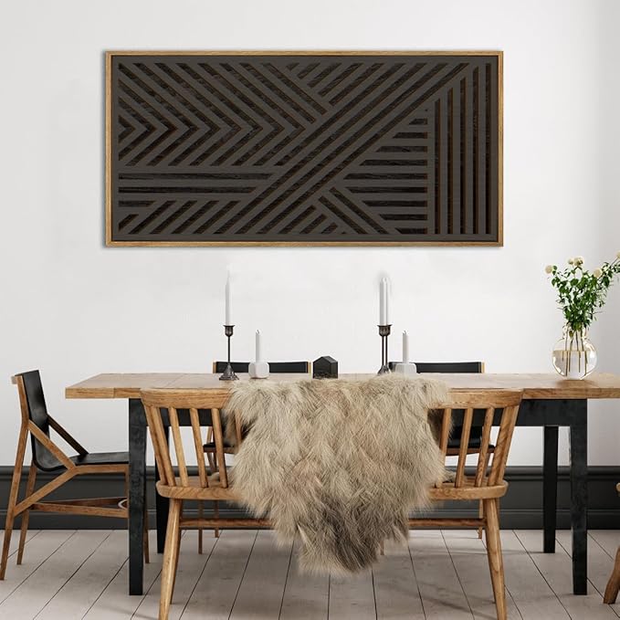 IARTTOP Extra Large Wood Black Wall Art 20x40 Inch Framed Abstract Geometric - Image 7