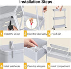 SPACELEAD 2-piece Set Slim Storage Cart 3 Tier, Bathroom Organizer Rolling - Image 5