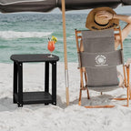 Adirondack Square Outdoor Side Table, 2-Tier Storage Patio Side Table, HDPE End - Image 2