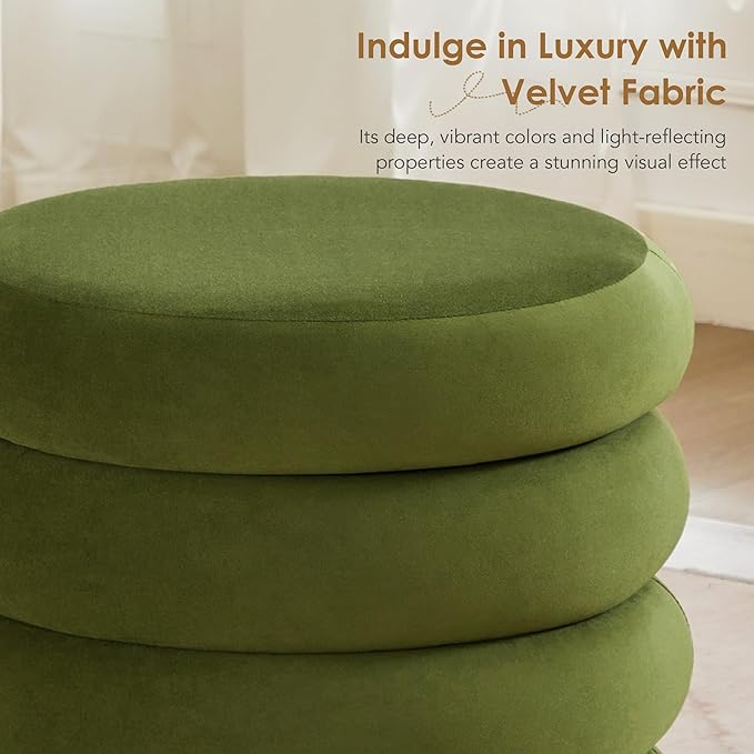 Flouki 19.5" Storage Ottoman Round, Vanity Stools - Image 5