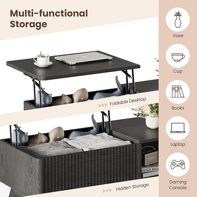 Wood Lift Top Coffee Table - Image 4