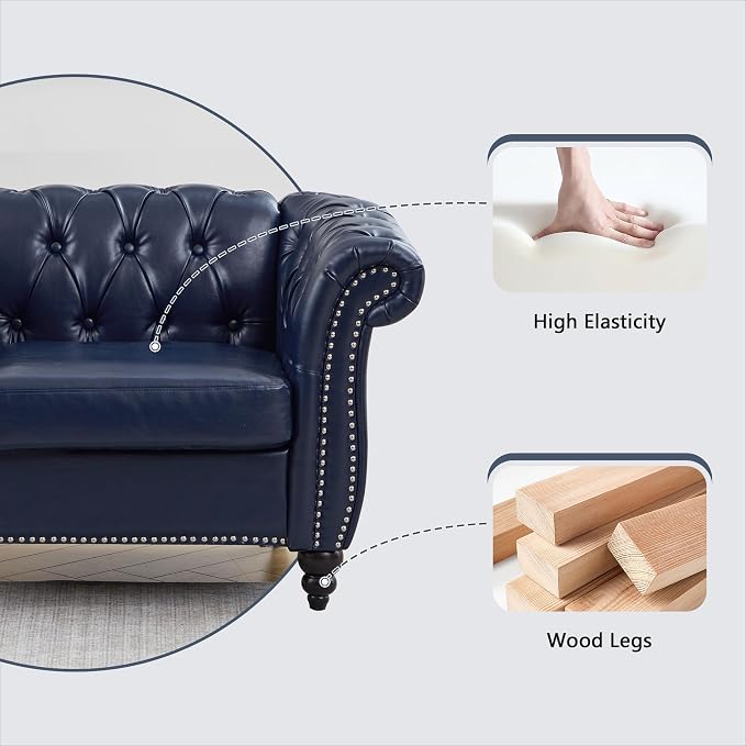 QHITTY 3 Piece Living Room Set, Sectional Chesterfield Sofa Chair Contemporary - Image 6