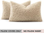 Faux Fur Throw Pillow Covers 20x12 Inch Set of 2 Boucle Neutral Decorative - Image 7