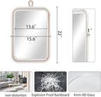 Nautical Rope Mirror Rectangle Wooden 22''Lx16''W White Decorative Mirror - Image 3