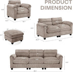 HAOMARKETS Corduroy Sofa Set, Upholstered Loveseat and 3-Seater Couch Set of 2 - Image 2