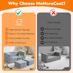 MeMoreCool Dinosaur Glow Foam Kids Play Couch Set, Machine-Washable Cover - Image 8