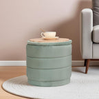 15" Upholstered Round Velvet Ottoman by CAIPINFUL