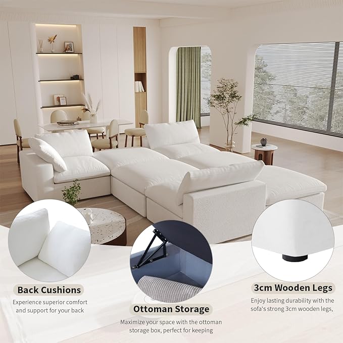Cloud Modular Sectional Sofa Couch, U Shaped Couch 5 Seater - Image 6