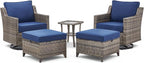 5 Pieces Outdoor Patio Furniture Set-All-Weather Wicker Patio Swivel Glider - Image 9