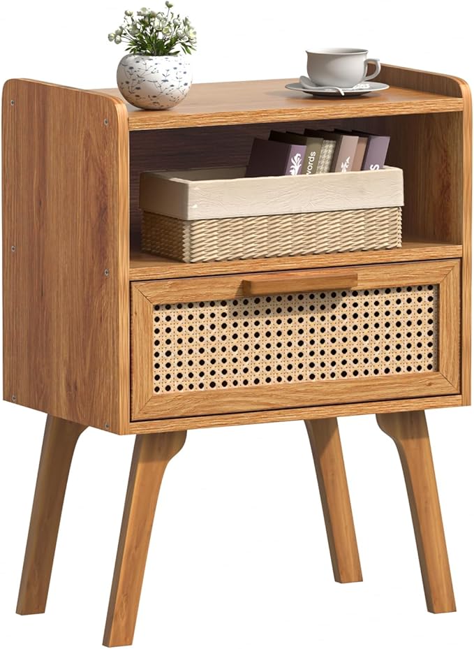 Lerliuo Rattan Nightstand, Side Table by Lerliuo