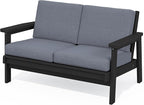 SERWALL HDPE Outdoor Patio Loveseat, All Weather Wood-Like Outdoor Sofa HDPE by SERWALL