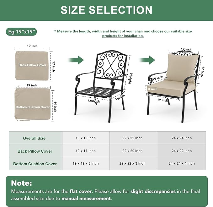 Summsun Outdoor Chair Cushion Weather Resistant, Backrest and Seat Cushion Set - Image 7
