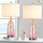 Ruzectt 25.5" Coastal Glass Table Lamps Set of 2, 3-Way Dimmable Touch Control by Home