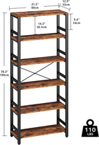 IRONCK Bookshelf, 31.5in Wide Shelf 6 Tier Bookcase, 110lbs/shelf Vintage - Image 3