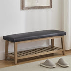 Zihanhome Entryway Bench, PU Leather Upholstered Shoe Benches by Zihanhome
