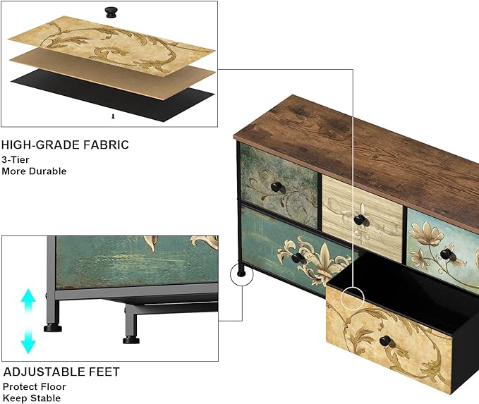 Tohomeor Dresser with Drawers for Bedroom Chest of Drawers Fabric Dresser for - Image 5