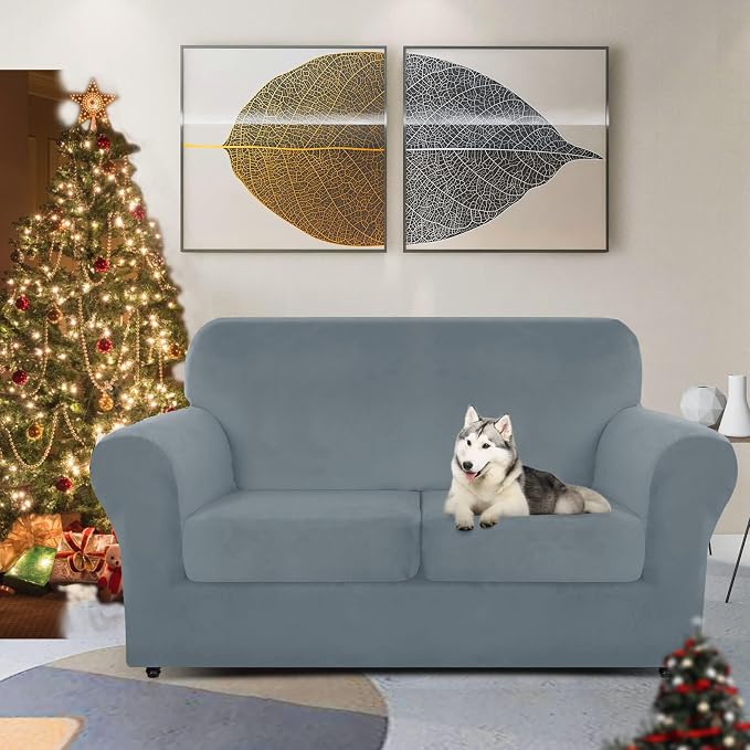 ZNSAYOTX Luxury Velvet Sofa Cover 3 Piece Stretch Loveseat Covers - Image 2