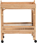 Bali & pari Lombok Modern Bohemian Natural Rattan 2-Tier Wine Cart - Image 2