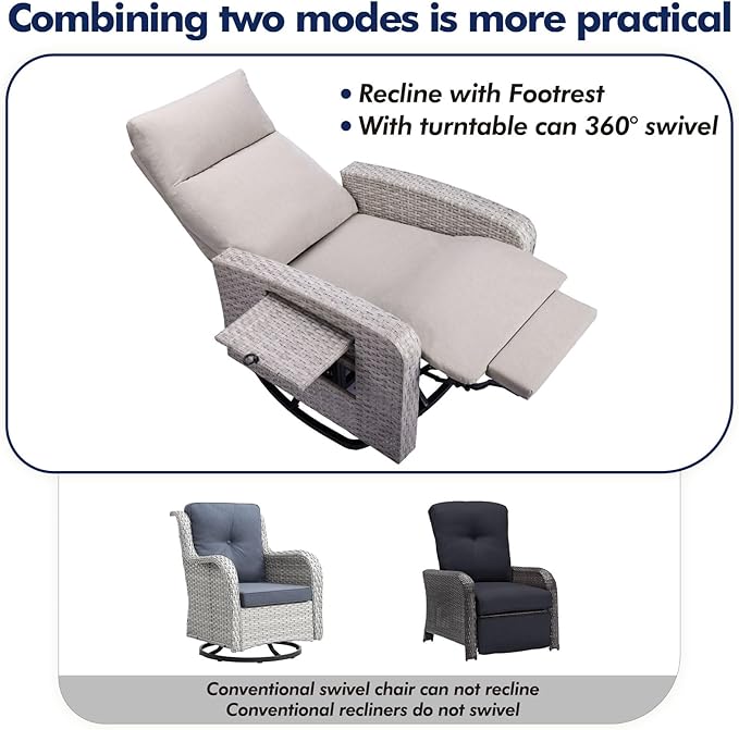 ZZW Outdoor Recliner Chair, Wicker Patio Recliners - Image 7