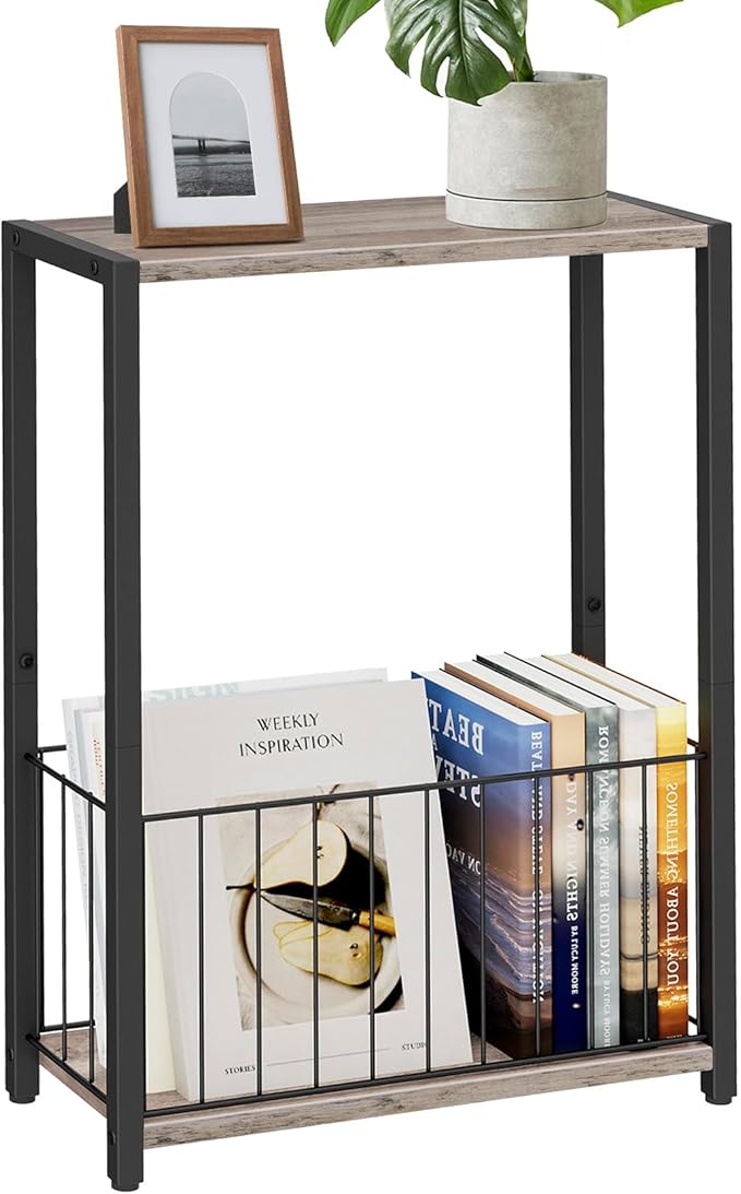 Homleke Narrow Side Table with Magazine Holder, Skinny End Table Perfect by Homleke