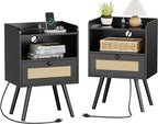 SUPERJARE Nightstands with Charging Station, Bedside Table Set of 2 with PE by SUPERJARE