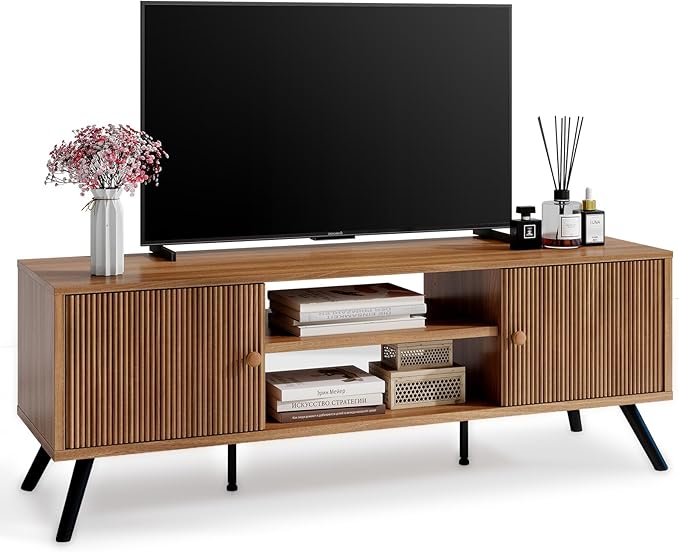 COMHOMA TV Stand for Living Room, Mid Century Modern Entertainment Center for by ComHoma