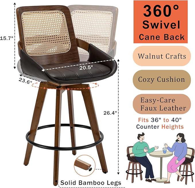 Set of 3 Bar Stools Counter Height - Image 2