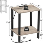 TUTOTAK End Table with Charging Station, Small Side Table, Nightstand Bedside - Image 3