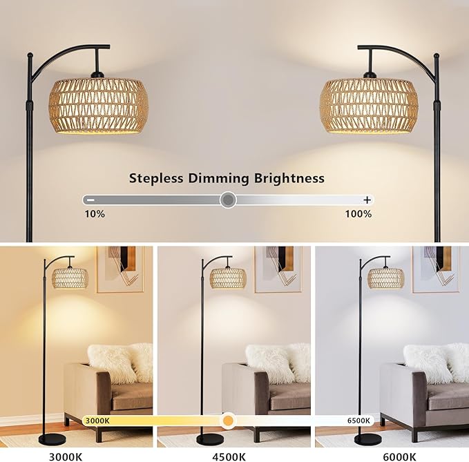 Arc Floor Lamp with Remote Control, Dimmable LED Floor Lamp with 3 Color - Image 2