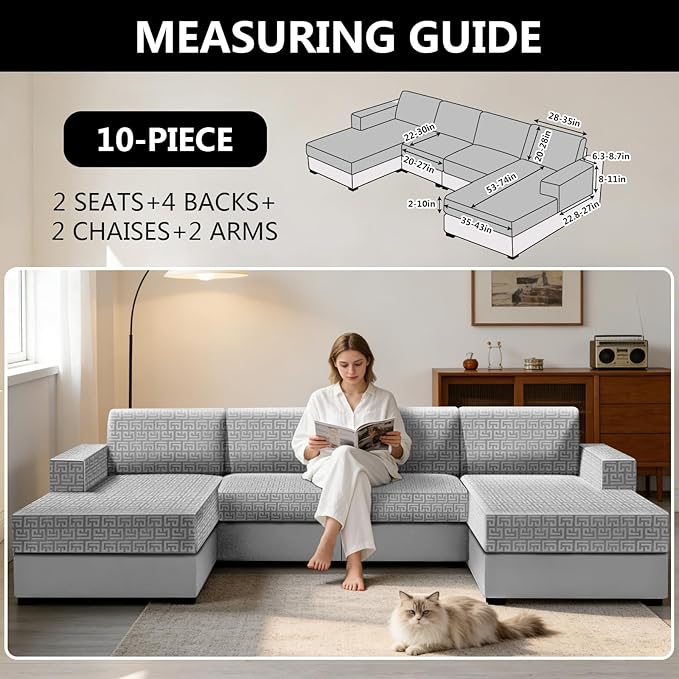 UNBBRRL 10 Pieces Stretch Sofa Cushion Covers - Image 2
