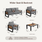 Aoxun Aluminum Patio Furniture Set, 5 Seats Luxury Metal Patio Conversation Sets - Image 2