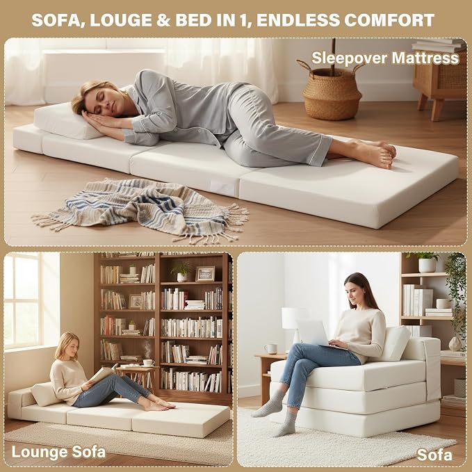Tiita Folding Sofa Bed Chair, 4-Fold Convertible Sleeper Chair - Image 5