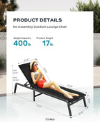 Ciokea Aluminum Foldable Lounge Chairs Set of 2 - Image 2