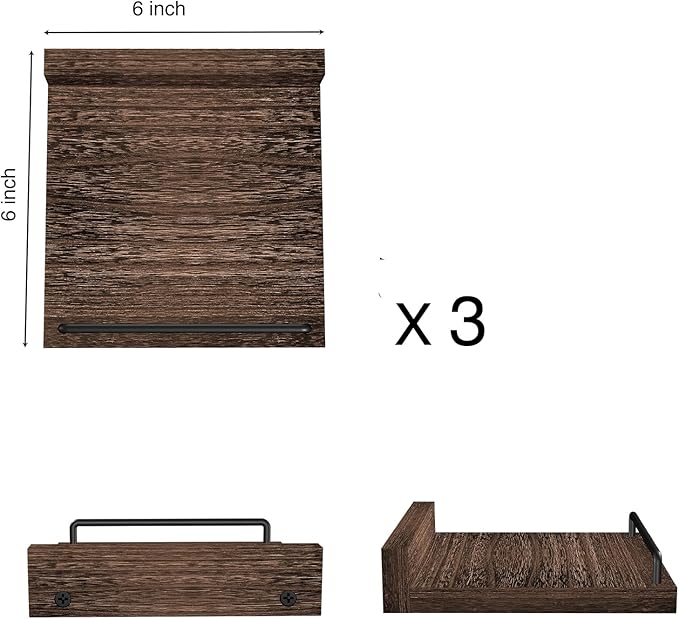 RYOFOBETTO Small Floating Shelf, 6X6 Inches Farmhouse Wall Shelves - Image 3
