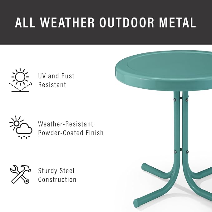 Crosley Furniture Griffith Weather Resistant Retro Metal Outdoor Side Table - Image 7