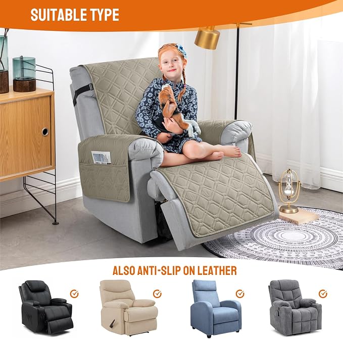 VANSOFY 100% Waterproof Recliner Chair Covers, Recliner Cover Non-Slip Dog - Image 4