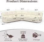Yolsali Manual Reclining Sectional Sofa Set, 7 Seats Soft Leather Recliner - Image 2