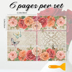 6 Sheets Roses Rub on Transfers - Image 2