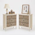 SUNBURY Vintage Wooden Nightstand Set 2, Wood Accent Table by SUNBURY