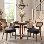 HNY Mid Century Modern Rattan Dining Chairs Set of 6, Farmhouse Linen - Image 8