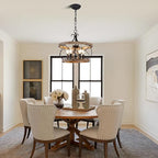 15.7" Farmhouse Chandelier, 5-Light Rustic Drum Chandelier Light Fixture Over - Image 8