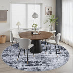 Round Area Rug for Living Room: 4 ft Washable Modern Abstract Soft Thin Rug - Image 4
