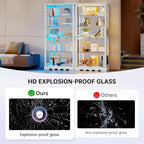 Dystler Display Cabinet with Glass Doors, LED Display Case with Removable Shelf - Image 5