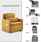 Iroomy 5-Level Adjustable Convertible Sleeper Chair, 3-in-1 Corduroy Pull Out - Image 9