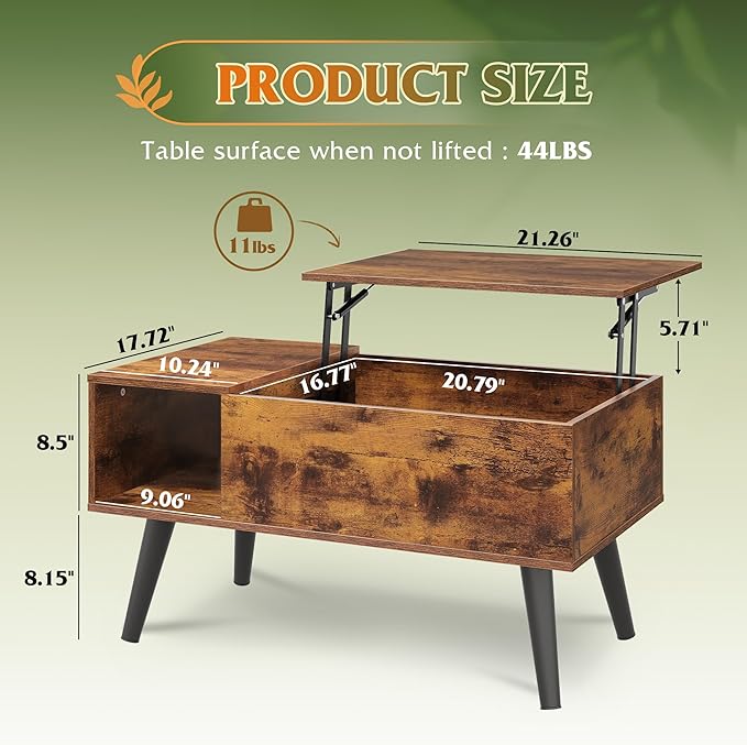 WLIVE Coffee Table for Living Room, Small Coffee Table - Image 3