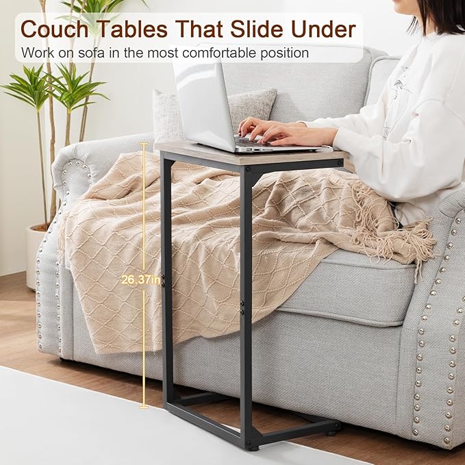 AMHANCIBLE C Shaped End Tables, Couch Side Tables that Slide Under, TV Trays - Image 2