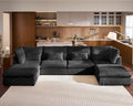 154" Oversized Corduroy Couch Modular Sectional Sofa, Washable Cloud Couch by CHICHOUSE